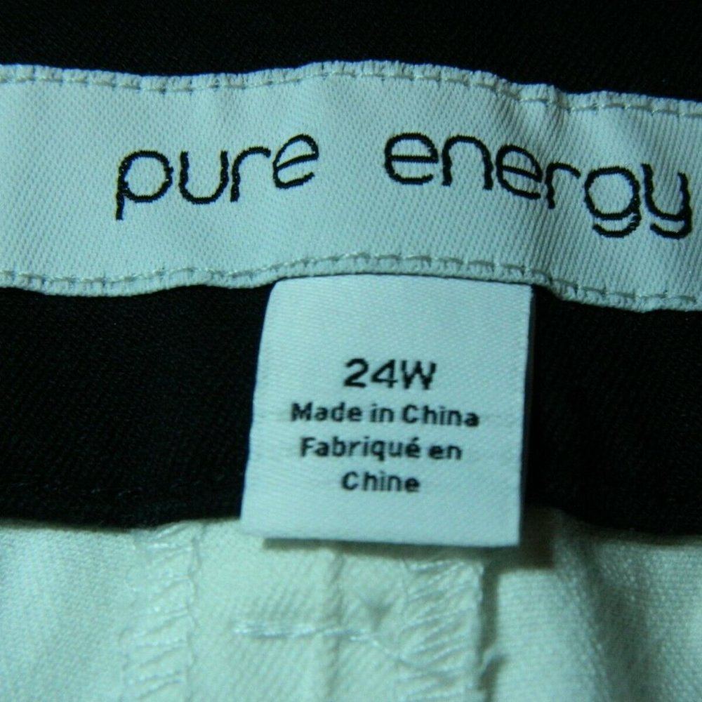 Pure Energy Pants White Black Trim Tuxedo Cropped Length Pants Size 24W - Picture 5 of 13